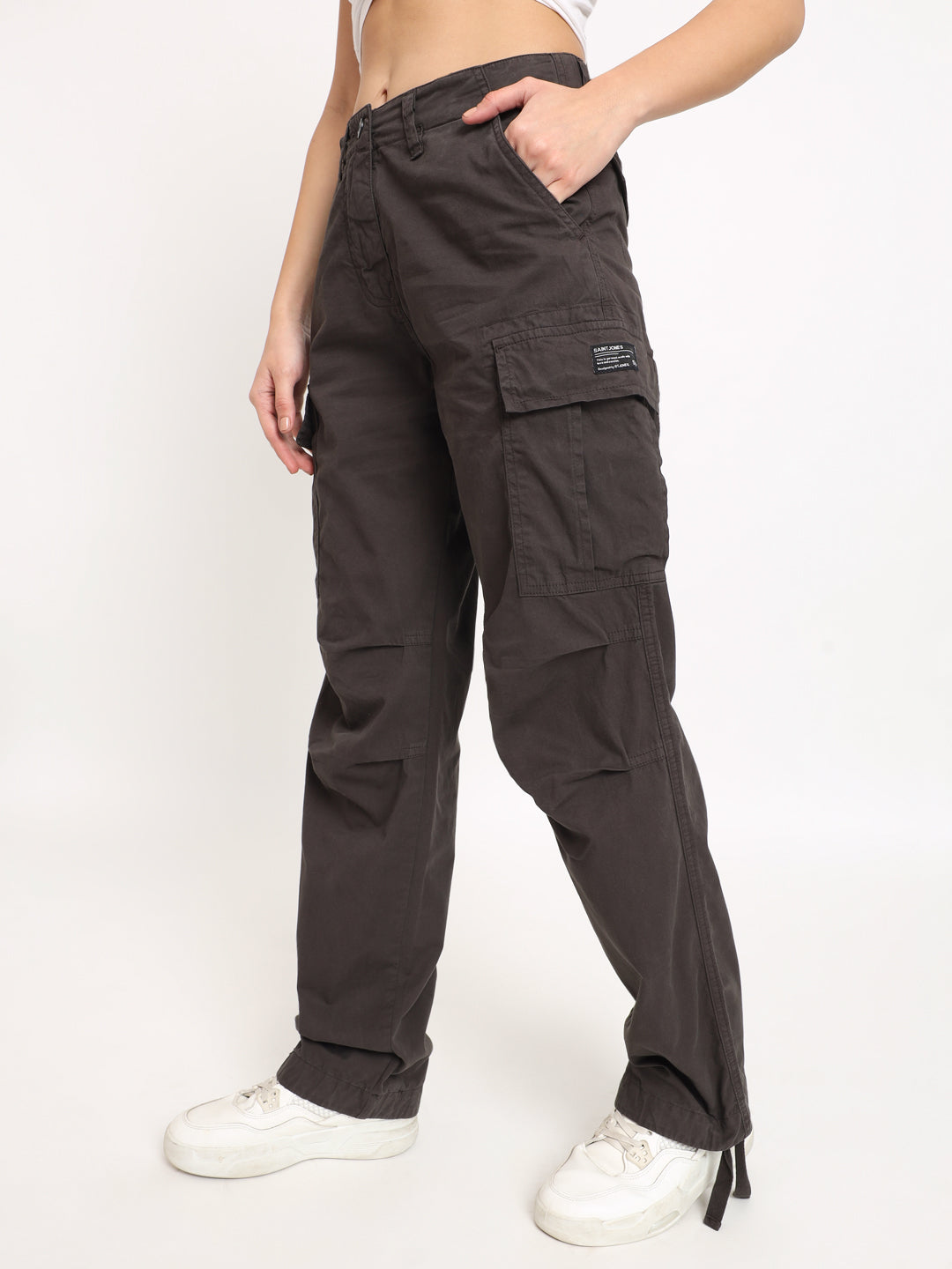 Dark grey cargo pants on sale womens