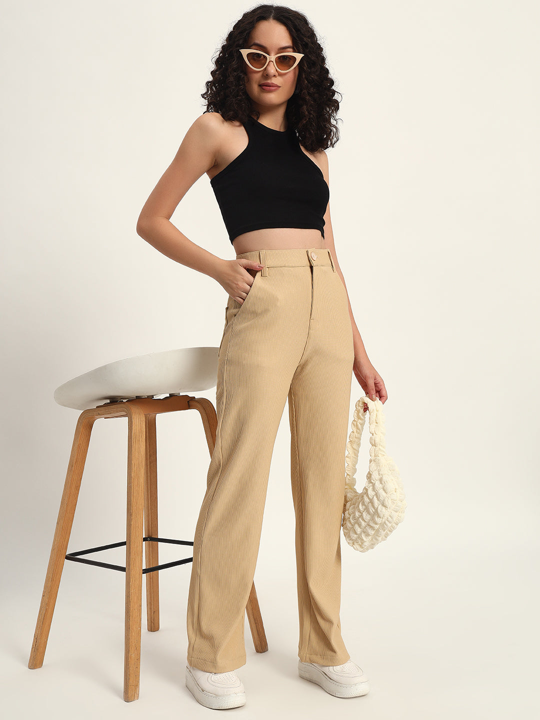 STRAIGHTFIT CORDUROY PANTS-BEIGE