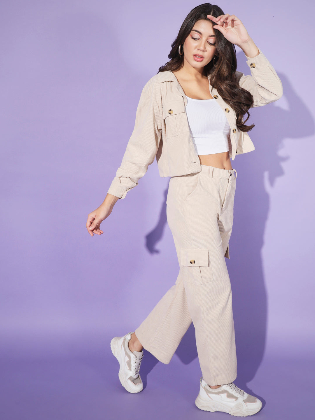 Corduroy Co ord Set-Beige