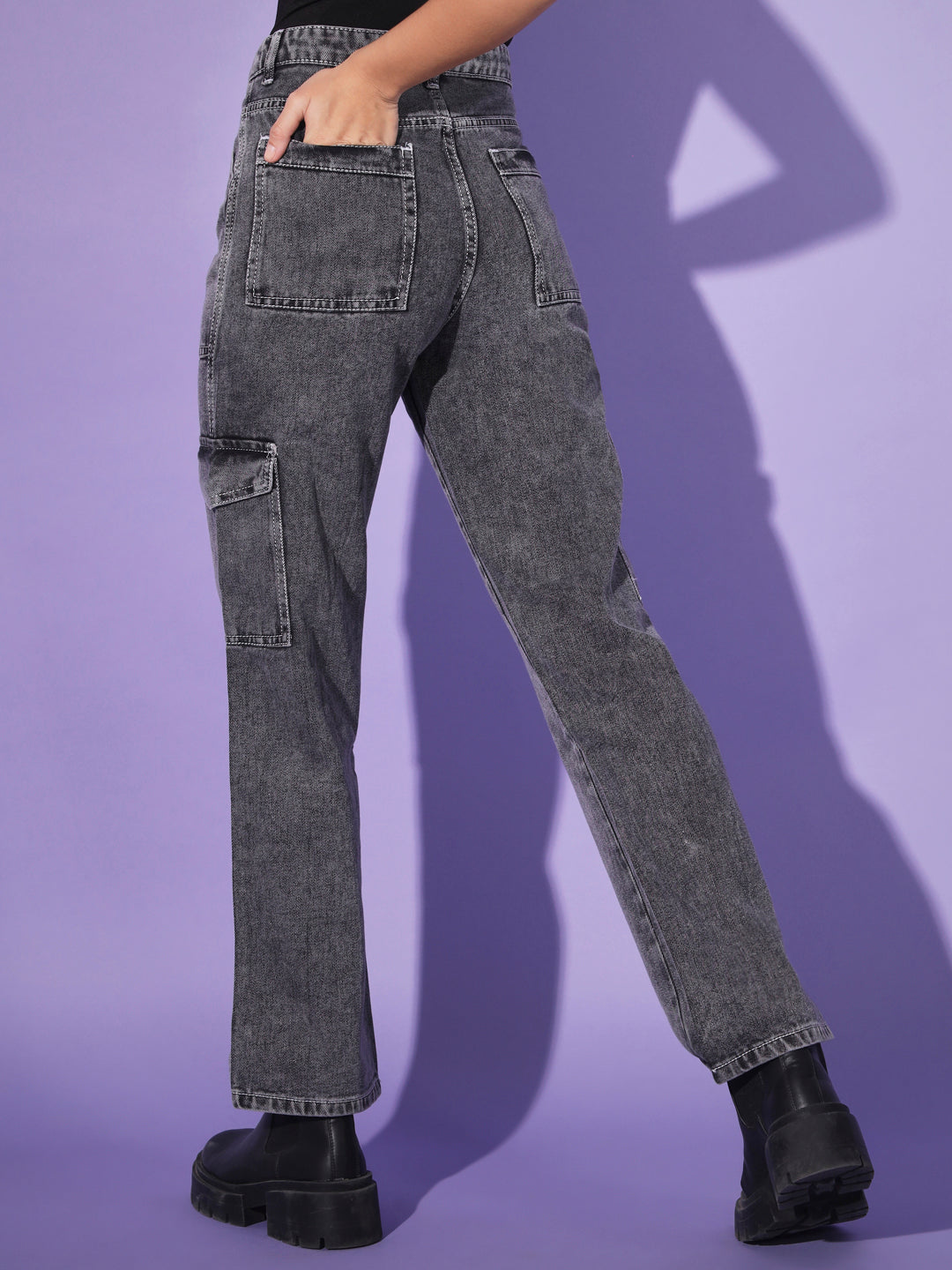 Charcoal Grey Cargo Denims