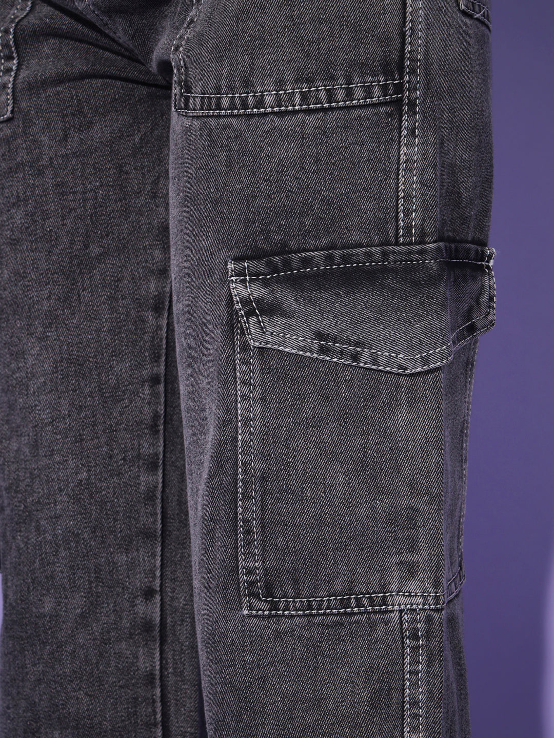 Charcoal Grey Cargo Denims