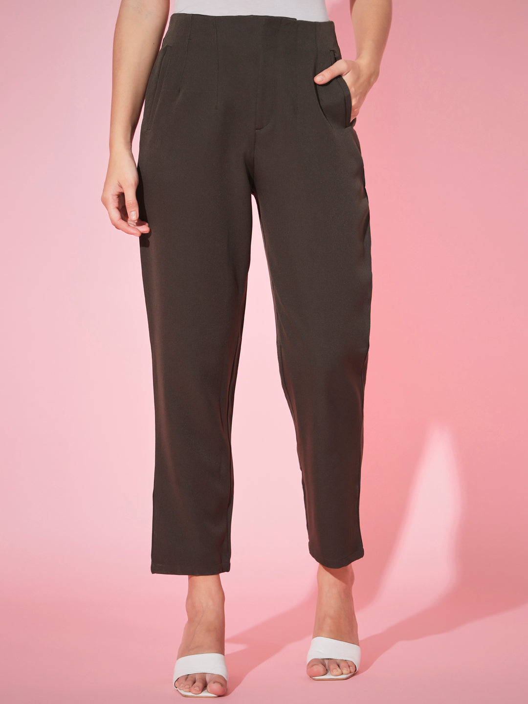 The Pleated Mom Fit Pants-Dark Green