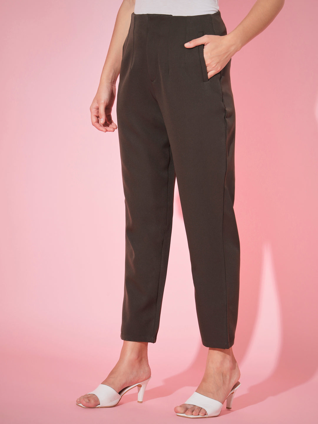 The Pleated Mom Fit Pants-Dark Green