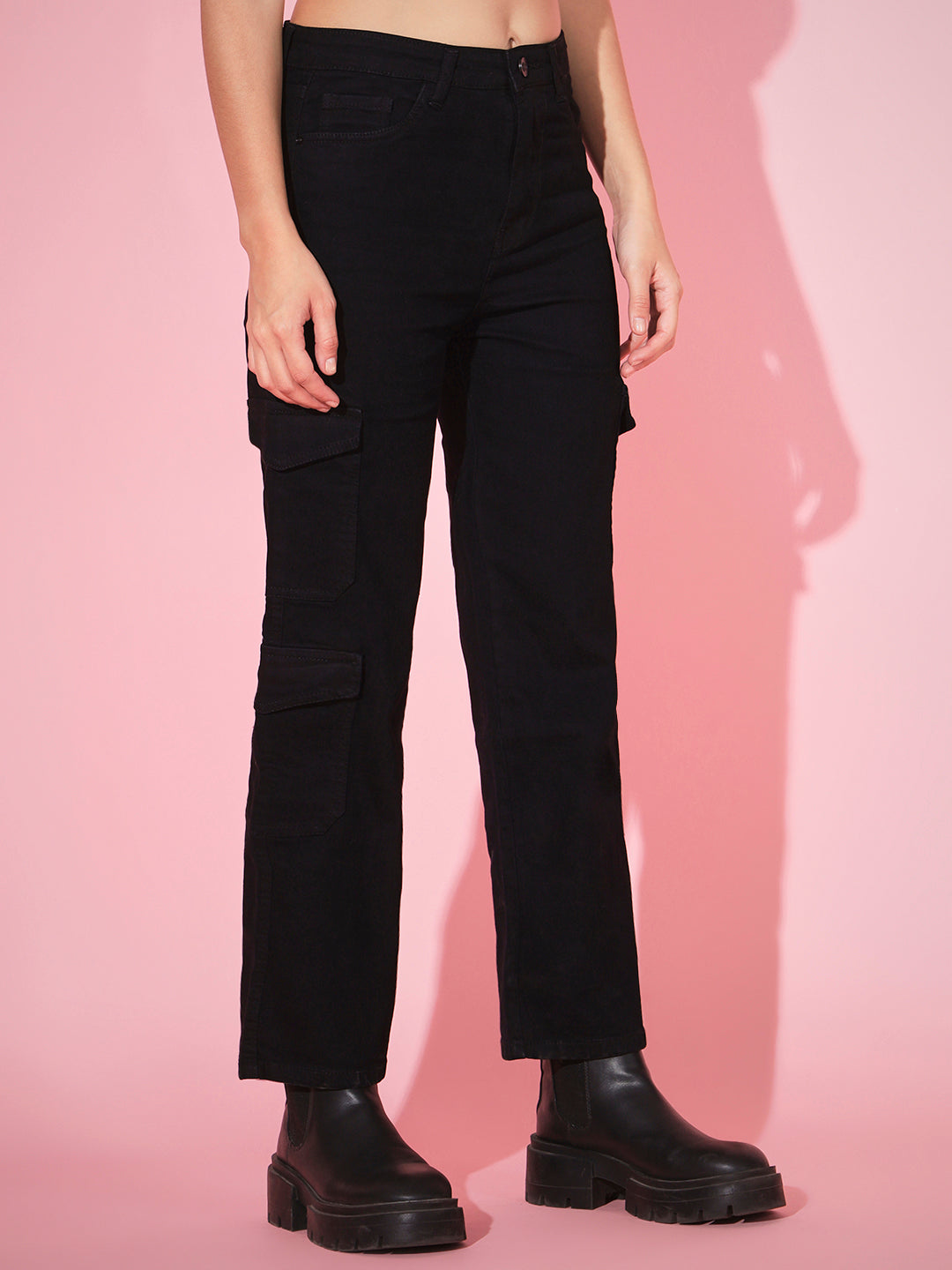 BLACK CARGO JEANS -7 POCKETS