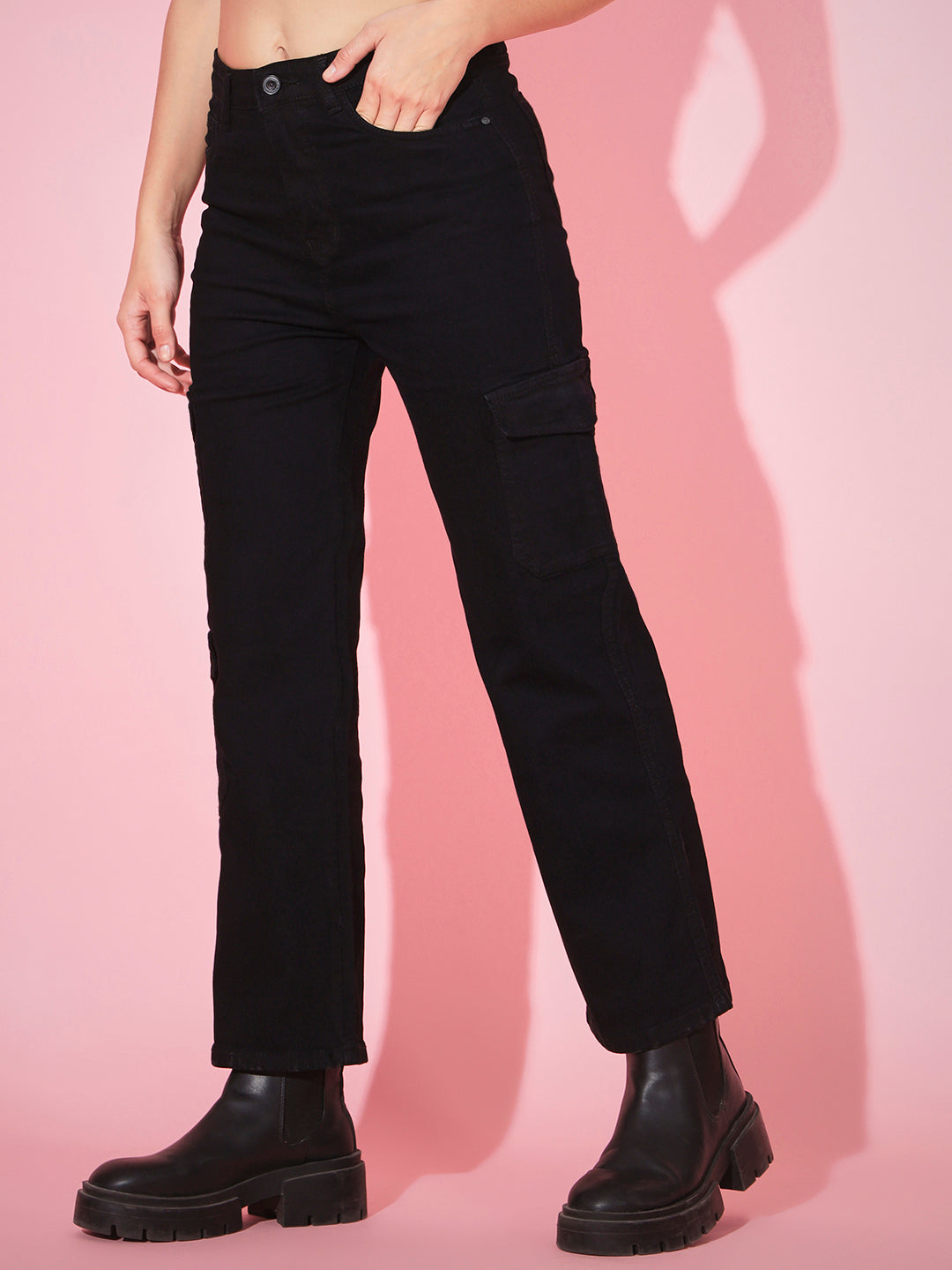 BLACK CARGO JEANS -7 POCKETS