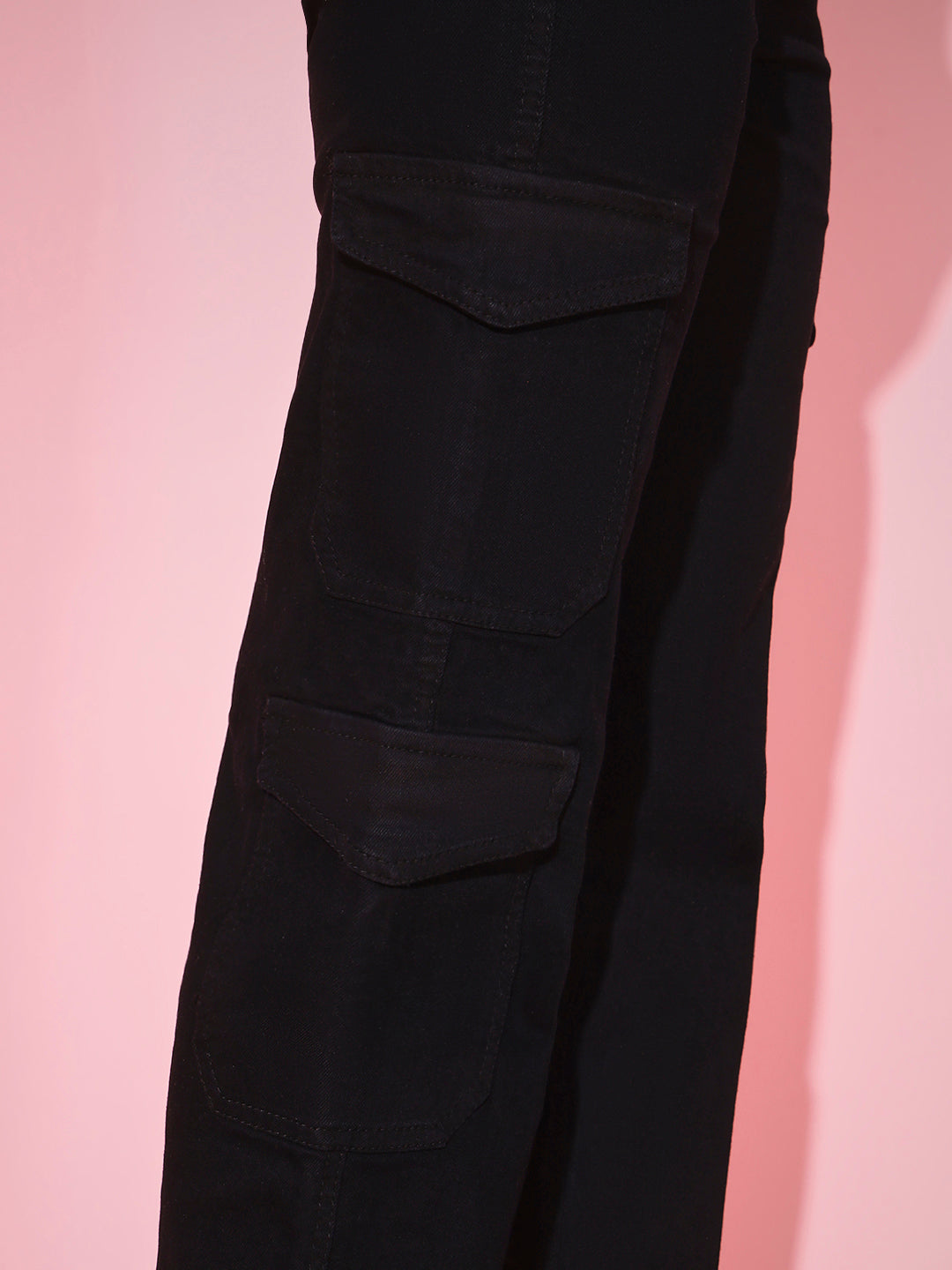 BLACK CARGO JEANS -7 POCKETS