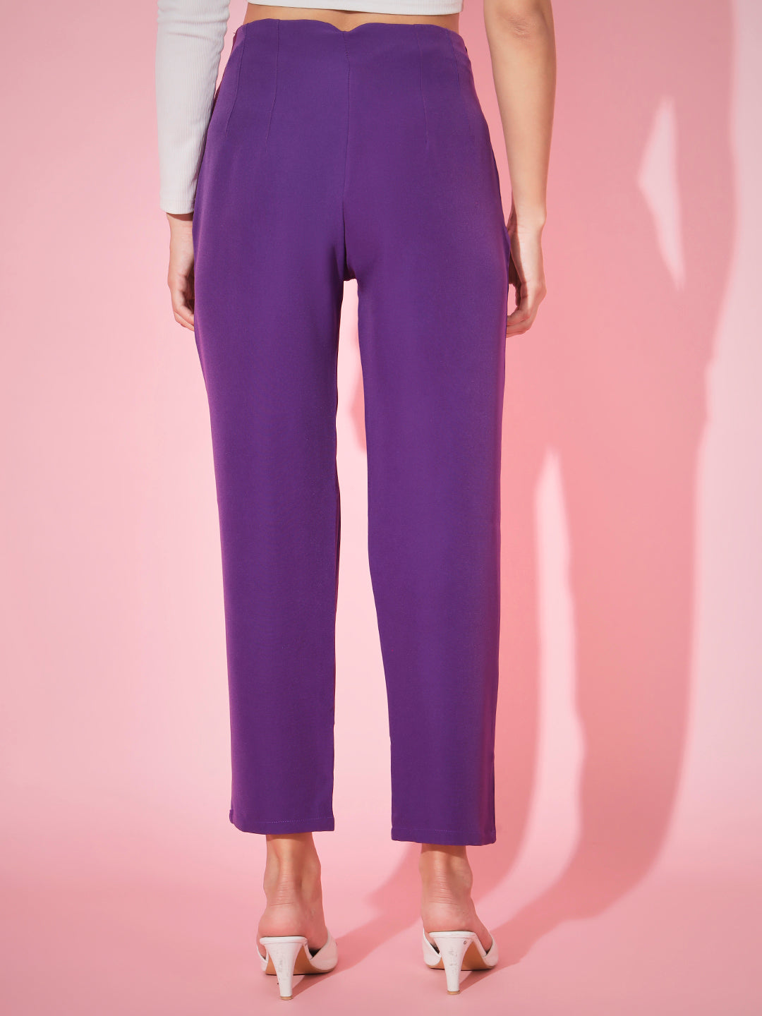 The Pleated Mom Fit Pants-Purple