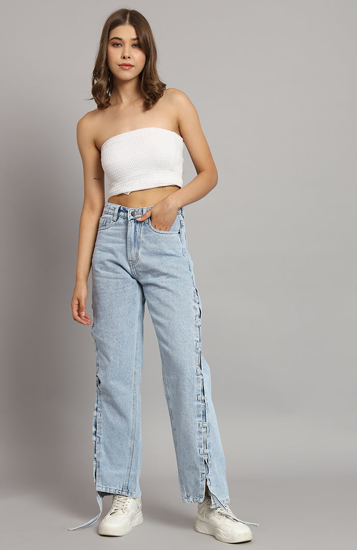 The Straightfit Slit Denims Blue