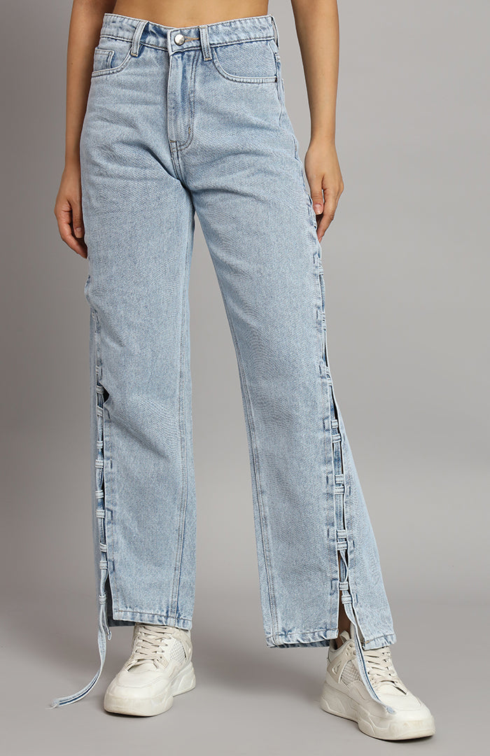 The Straightfit Slit Denims Blue