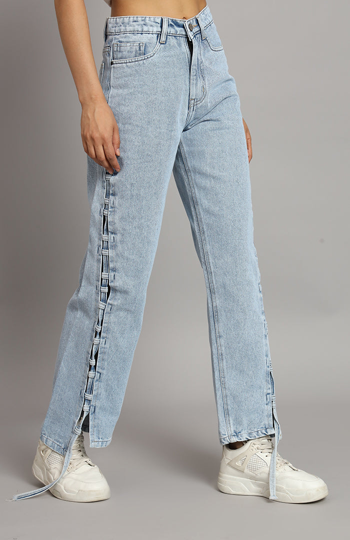 The Straightfit Slit Denims Blue