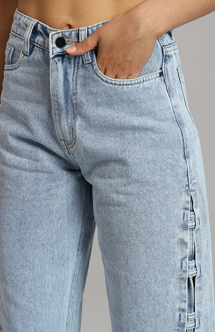 The Straightfit Slit Denims Blue