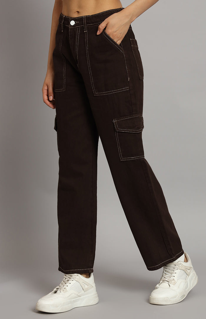 Cargo Jeans-Brown 6 Pockets