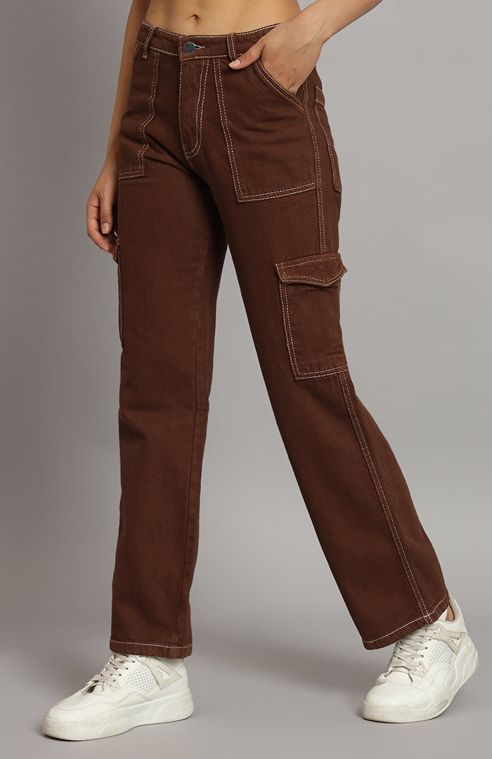 Choco Brown Cargo Jeans