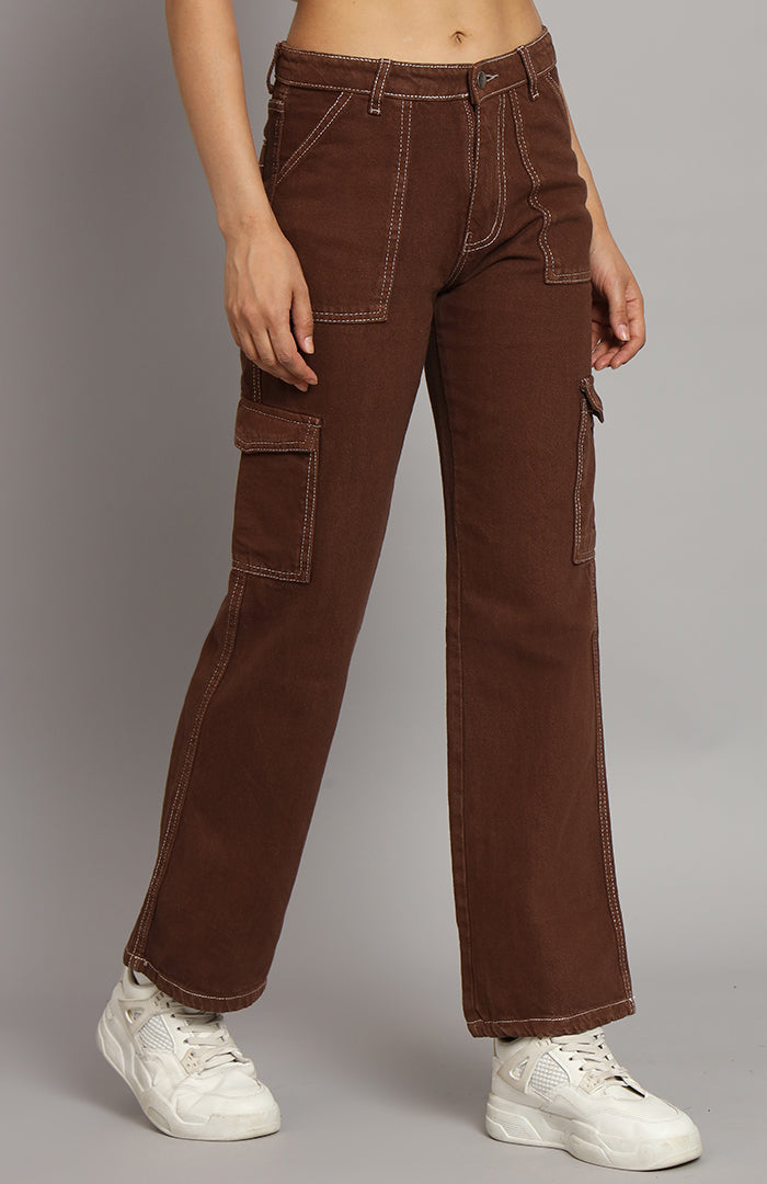 Choco Brown Cargo Jeans