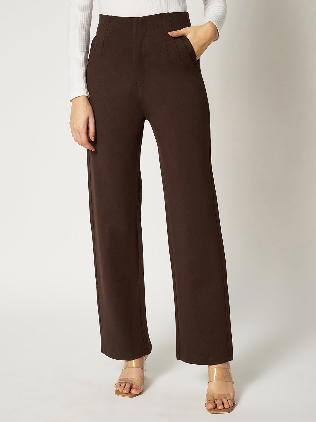 PREMIUM PLEATED PANTS-DARK BROWN