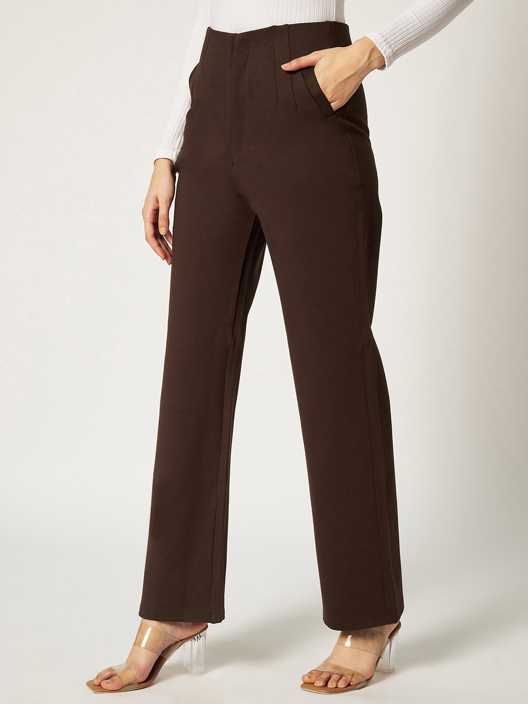 PREMIUM PLEATED PANTS-DARK BROWN