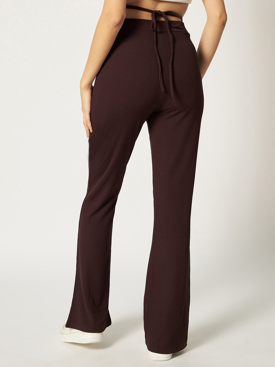 RIBBED BOOTCUT TROUSER COFFEE