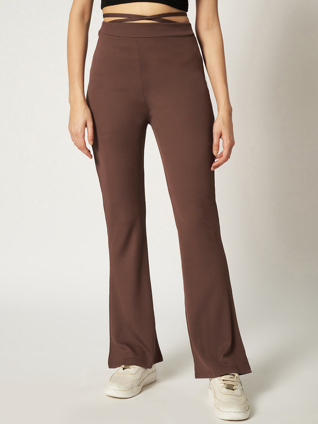 RIBBED BOOTCUT TROUSER BROWN