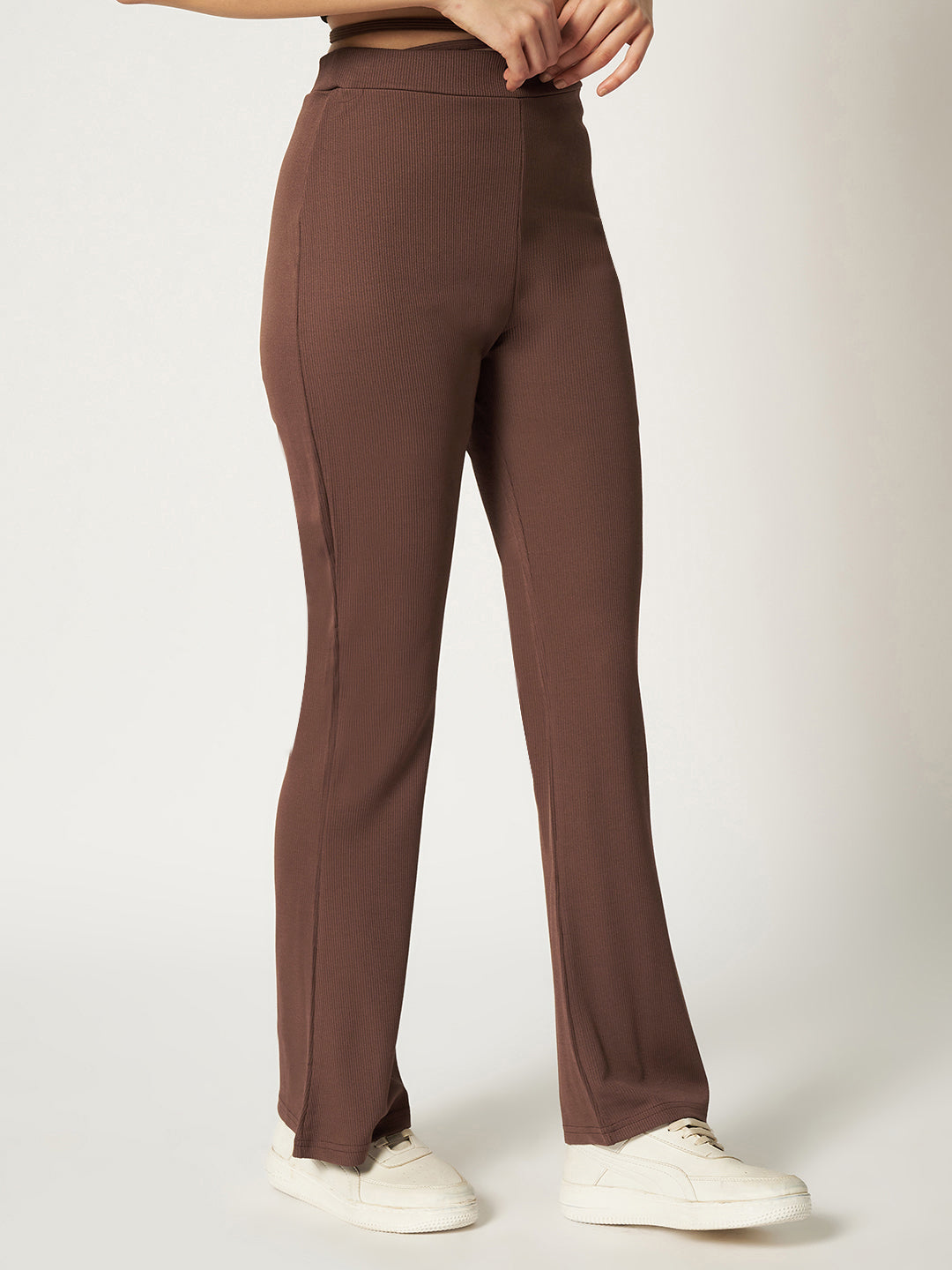 RIBBED BOOTCUT TROUSER BROWN