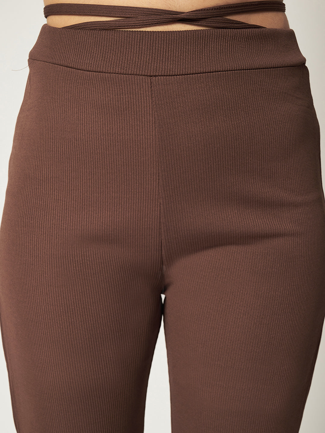 RIBBED BOOTCUT TROUSER BROWN