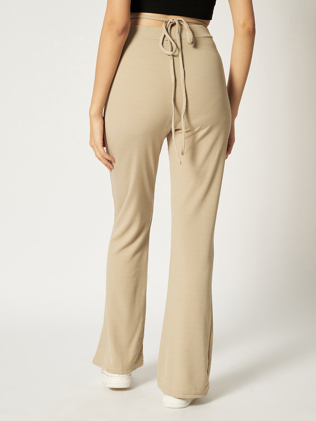 RIBBED BOOTCUT TROUSER BEIGE