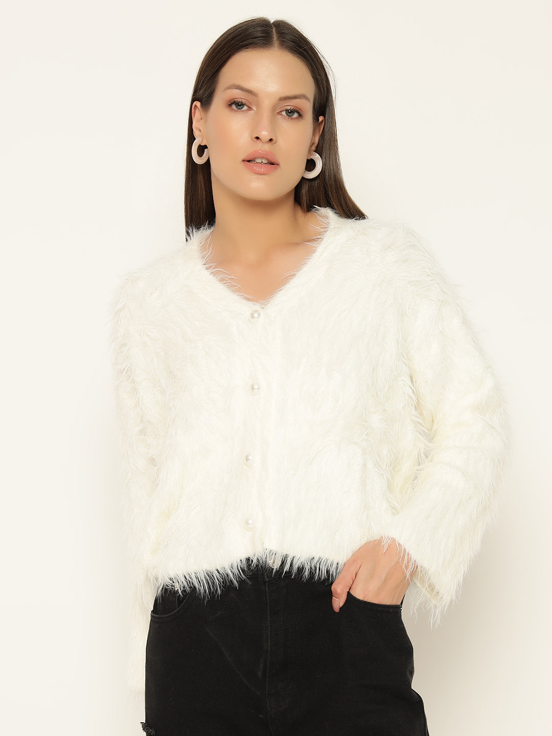 SOFT FUR SWEATER-WHITE