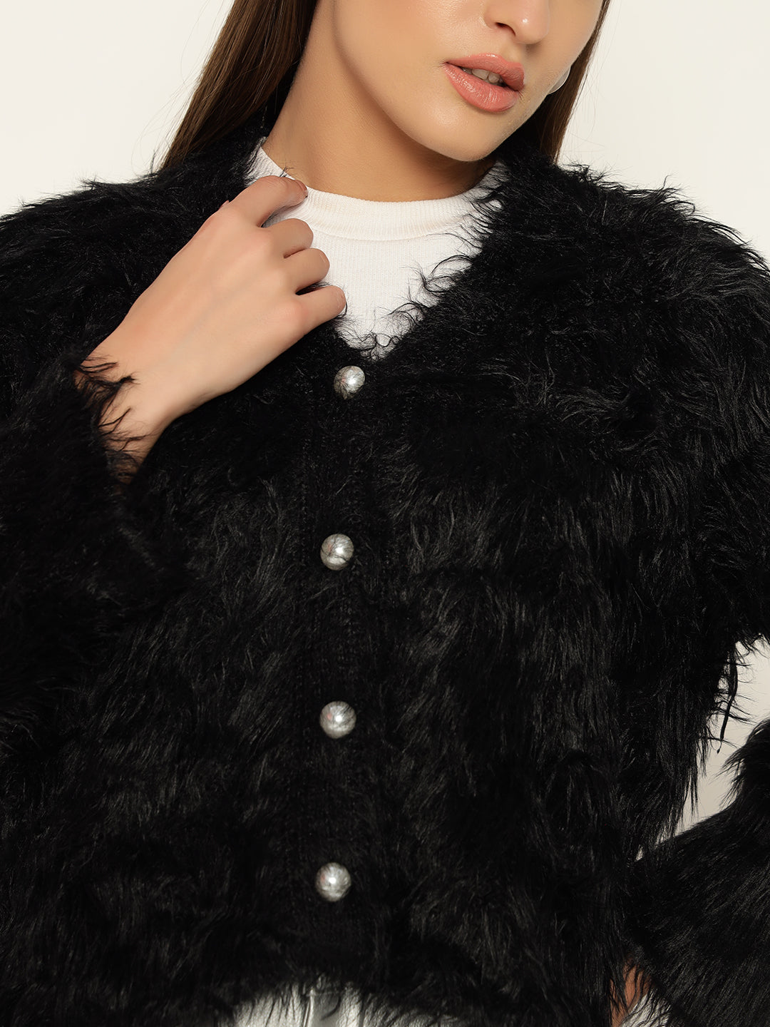 SOFT FUR SWEATER-BLACK