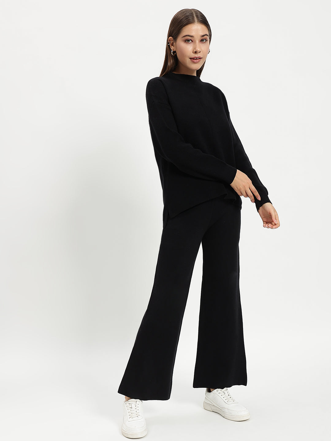 WOOLEN SOLID CO ORD BLACK