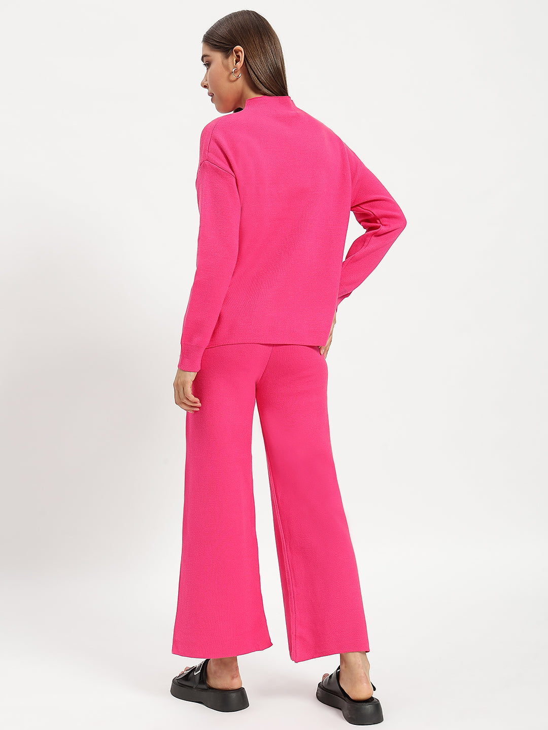 WOOLEN SOLID CO ORD HOT PINK