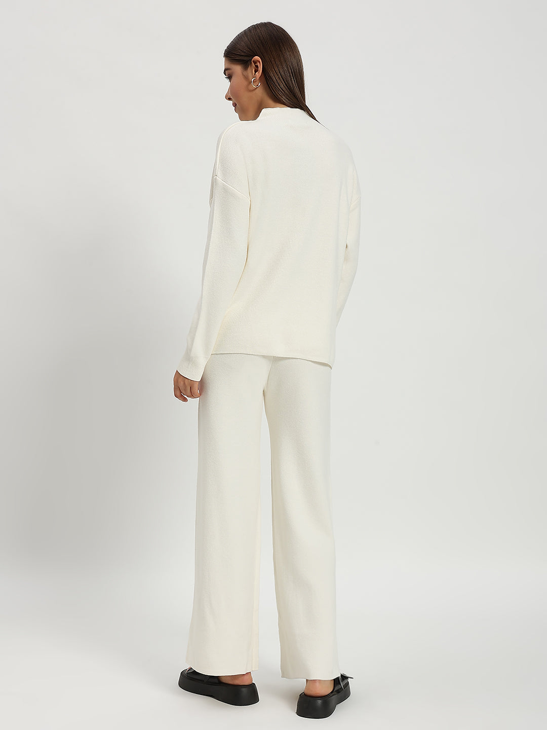 WOOLEN SOLID CO ORD WHITE