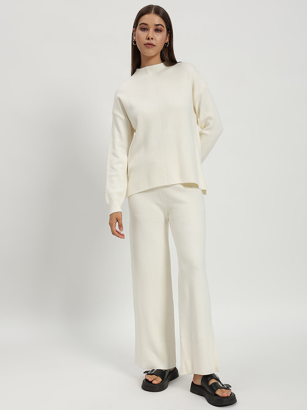 WOOLEN SOLID CO ORD WHITE