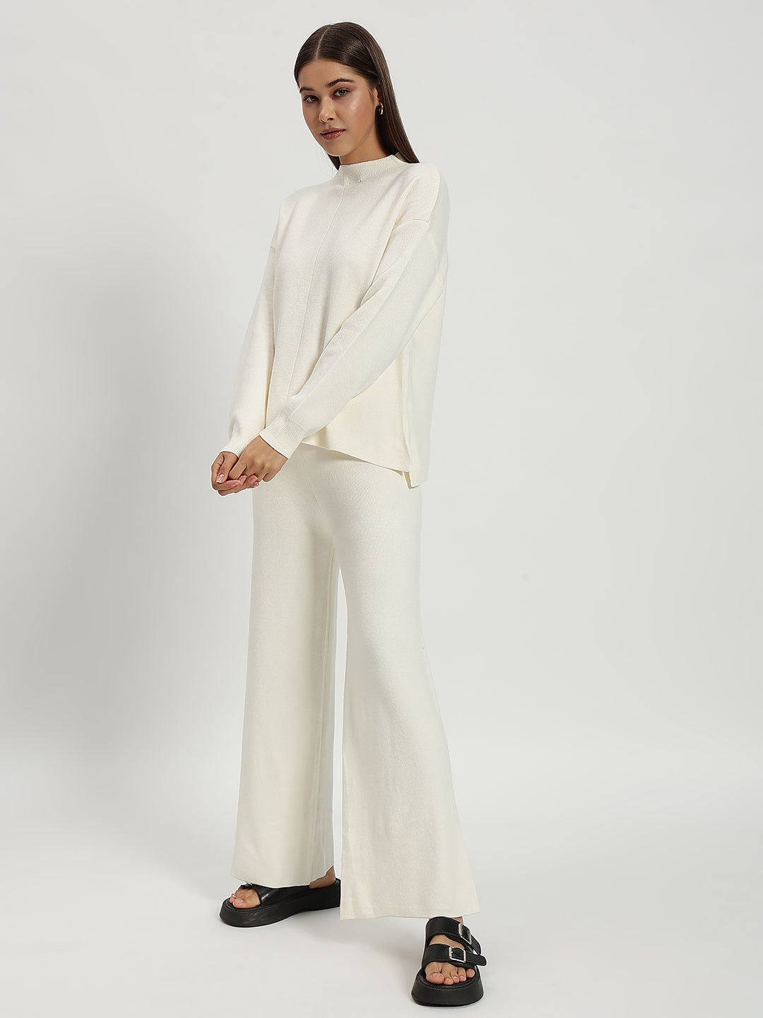 WOOLEN SOLID CO ORD WHITE