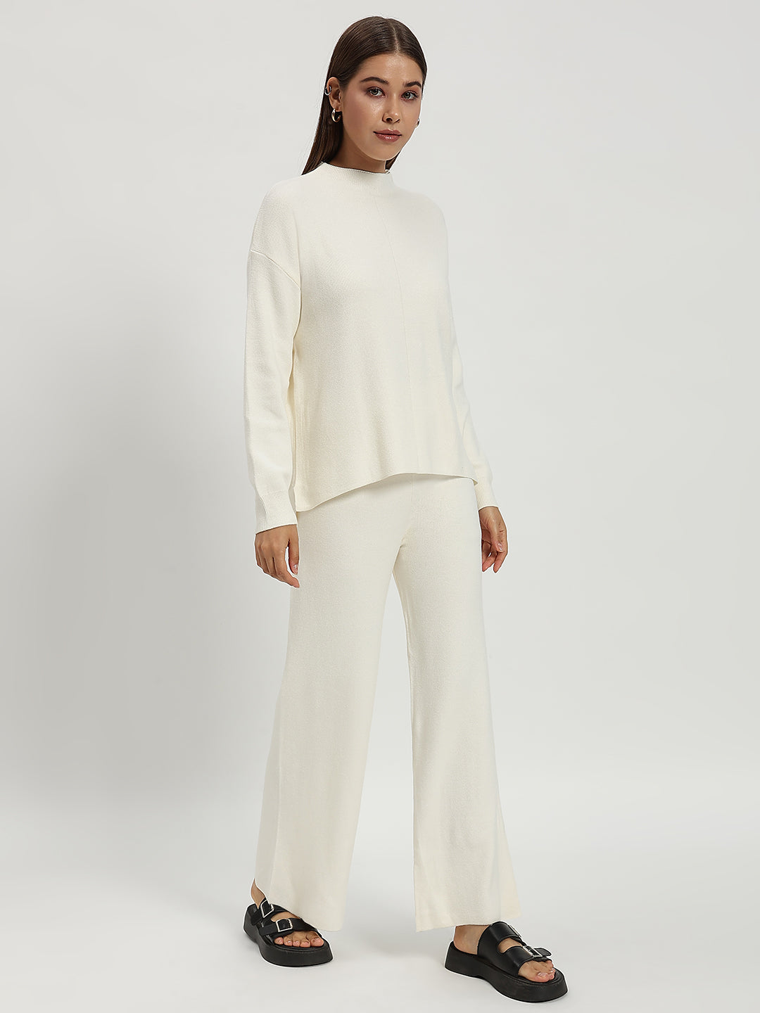 WOOLEN SOLID CO ORD WHITE