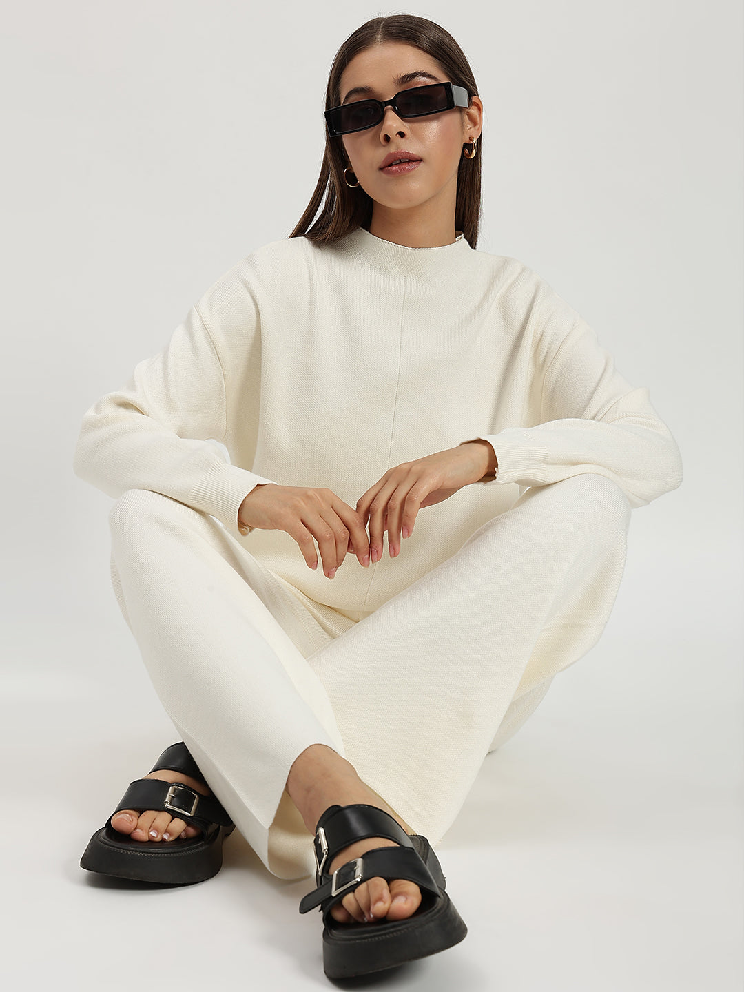 WOOLEN SOLID CO ORD WHITE