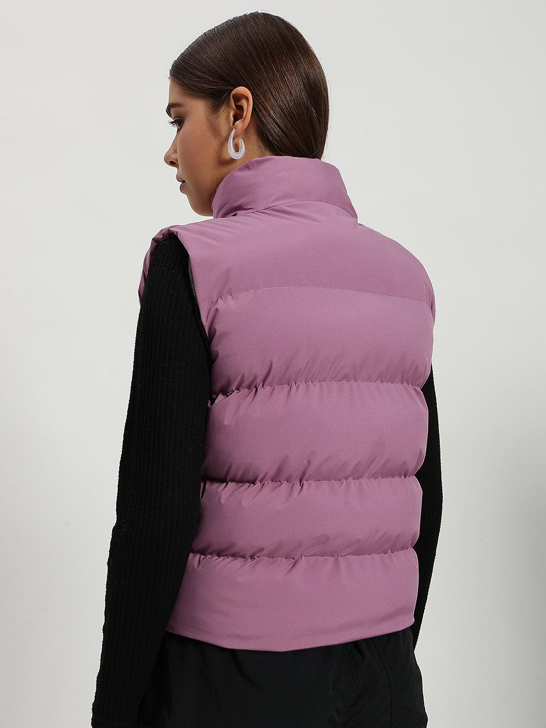 WOMEN PUFF JACKET REVERSIBLE ONION PINK AND GREY