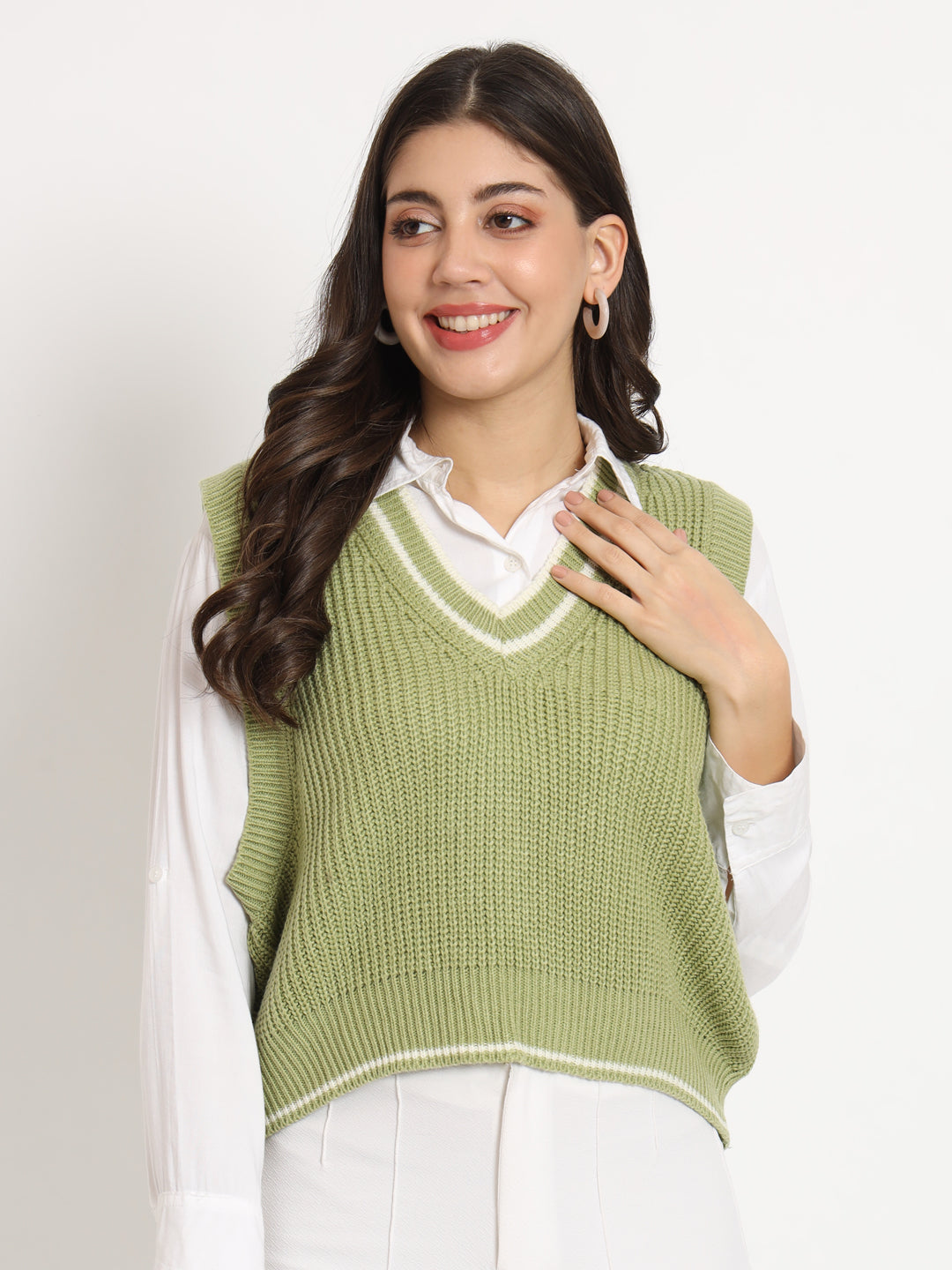 Vintage Women Jersey Sweater-Green