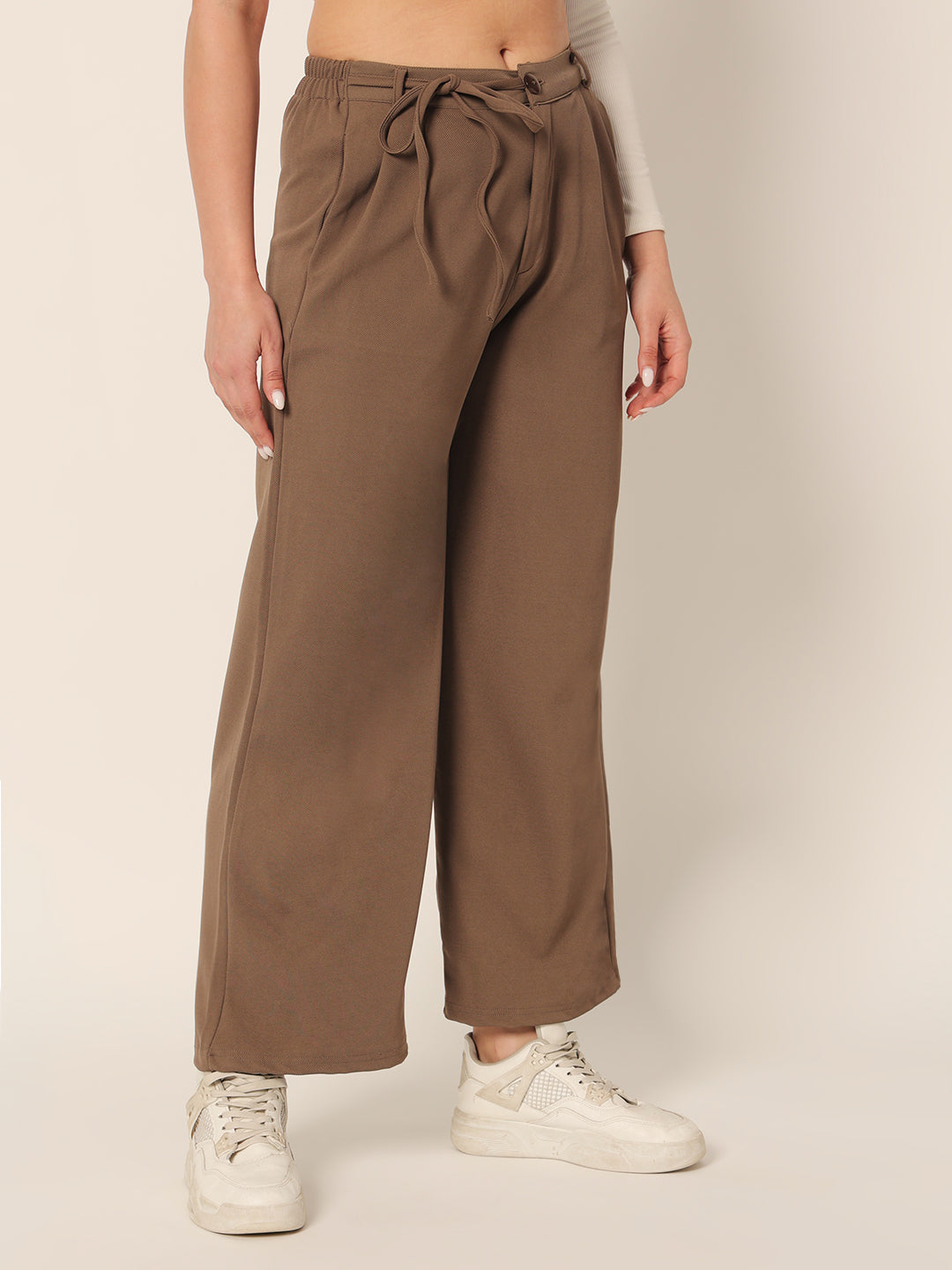 DRAWSTRING PANTS-COFFEE BROWN