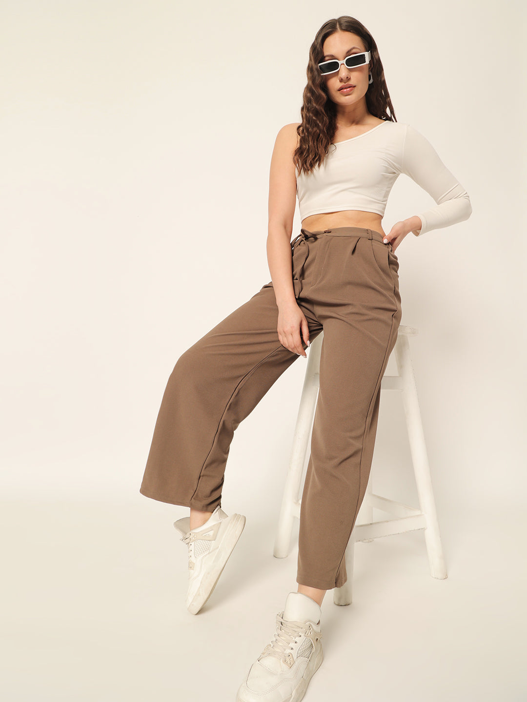 DRAWSTRING PANTS-COFFEE BROWN