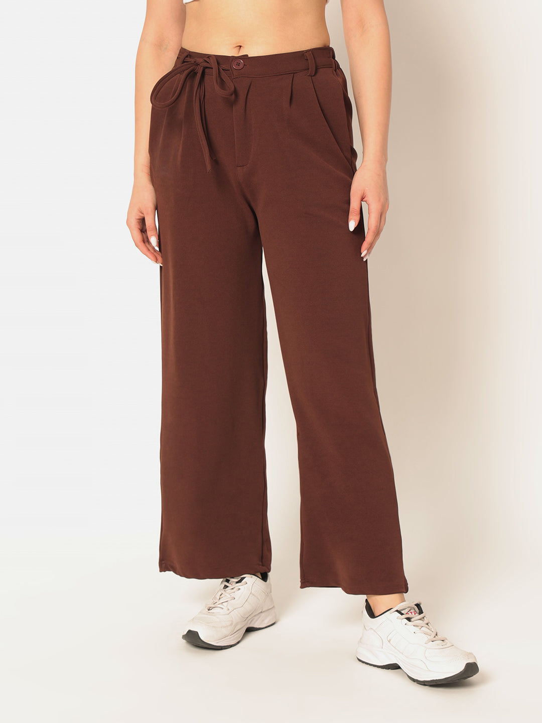 DRAWSTRING PANTS-BROWN