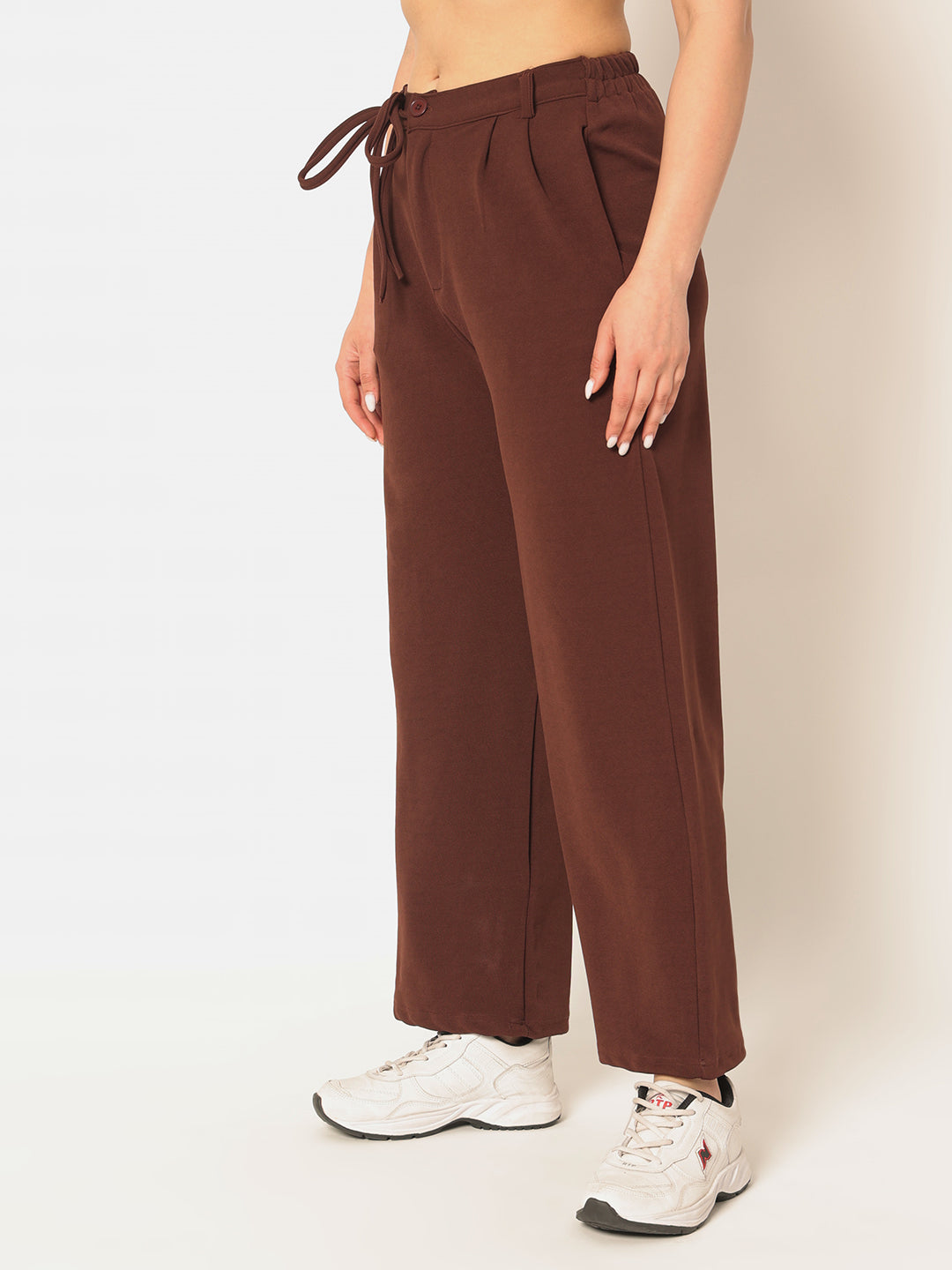 DRAWSTRING PANTS-BROWN