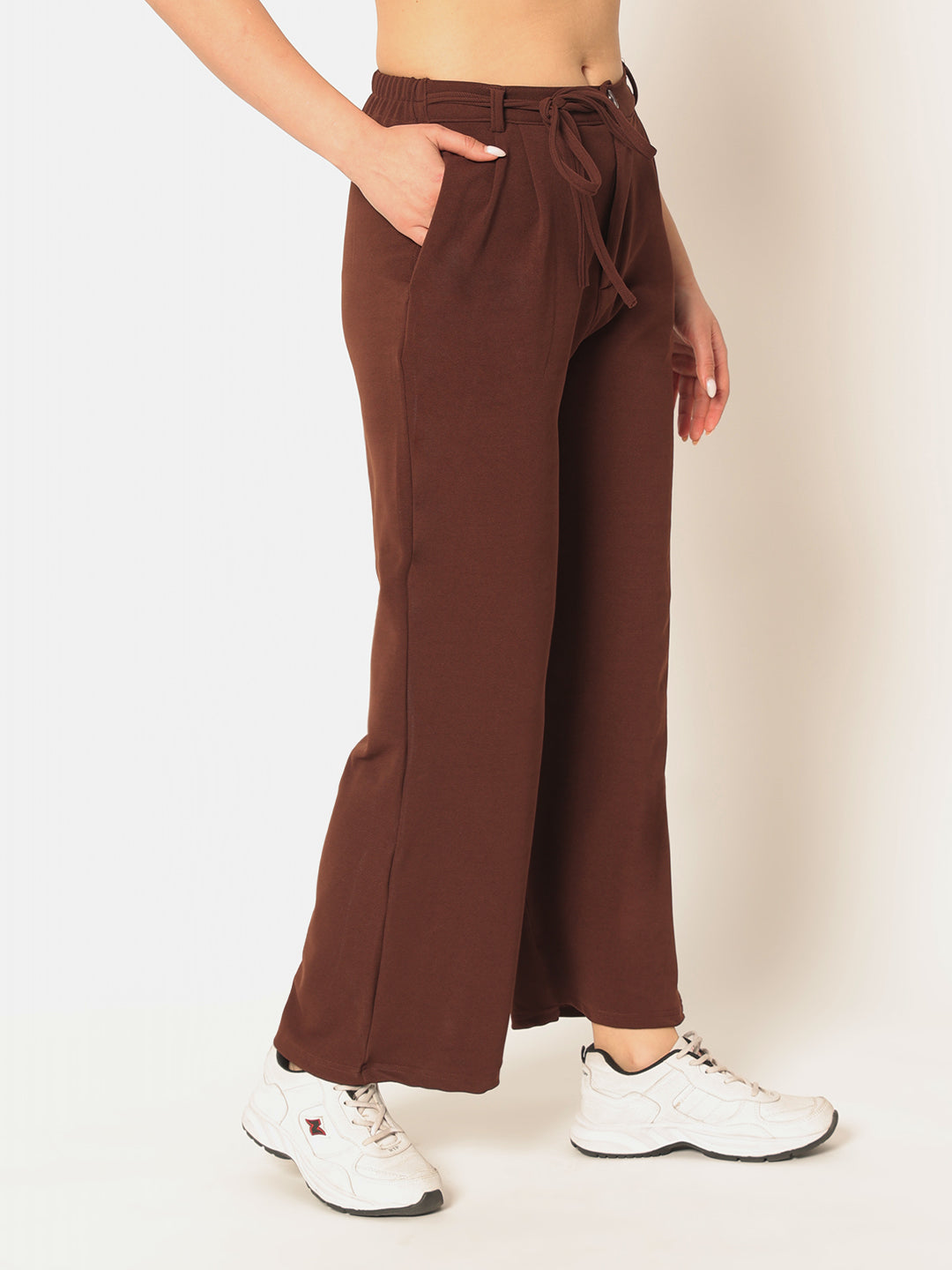 DRAWSTRING PANTS-BROWN