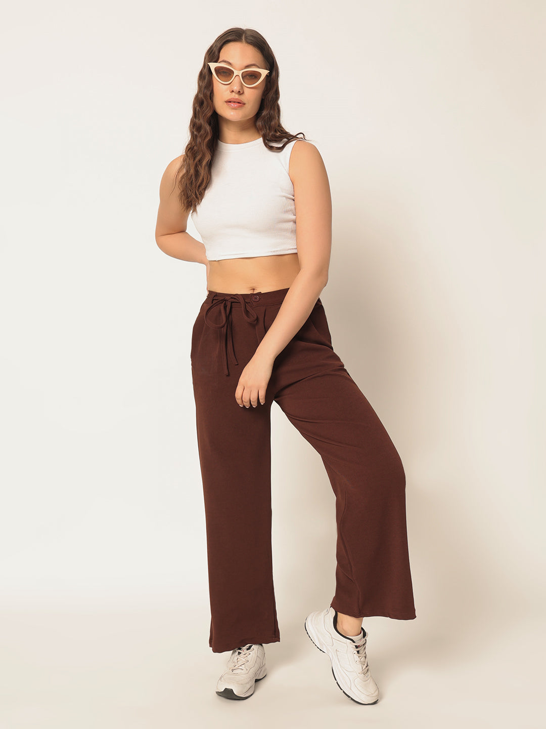 DRAWSTRING PANTS-BROWN