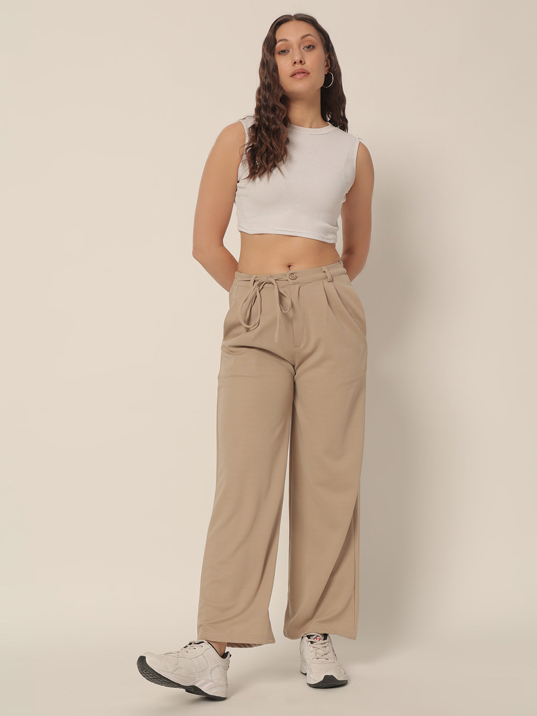 DRAWSTRING PANTS-BEIGE