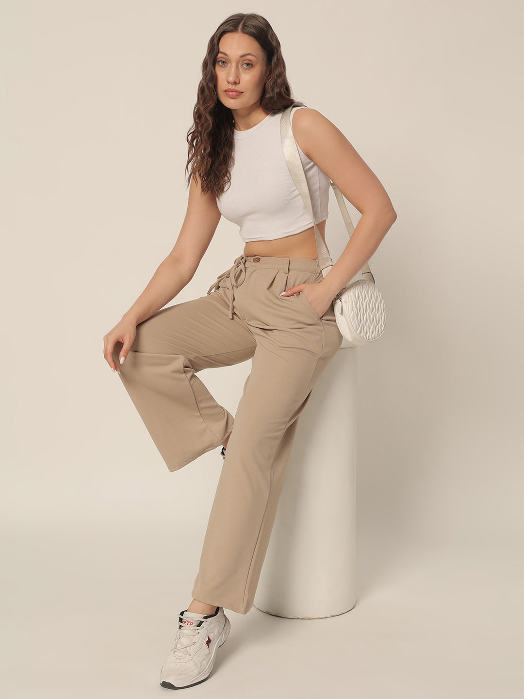 DRAWSTRING PANTS-BEIGE