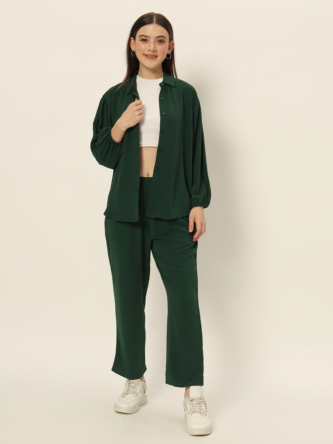 Dropshoulder Co ord set Green