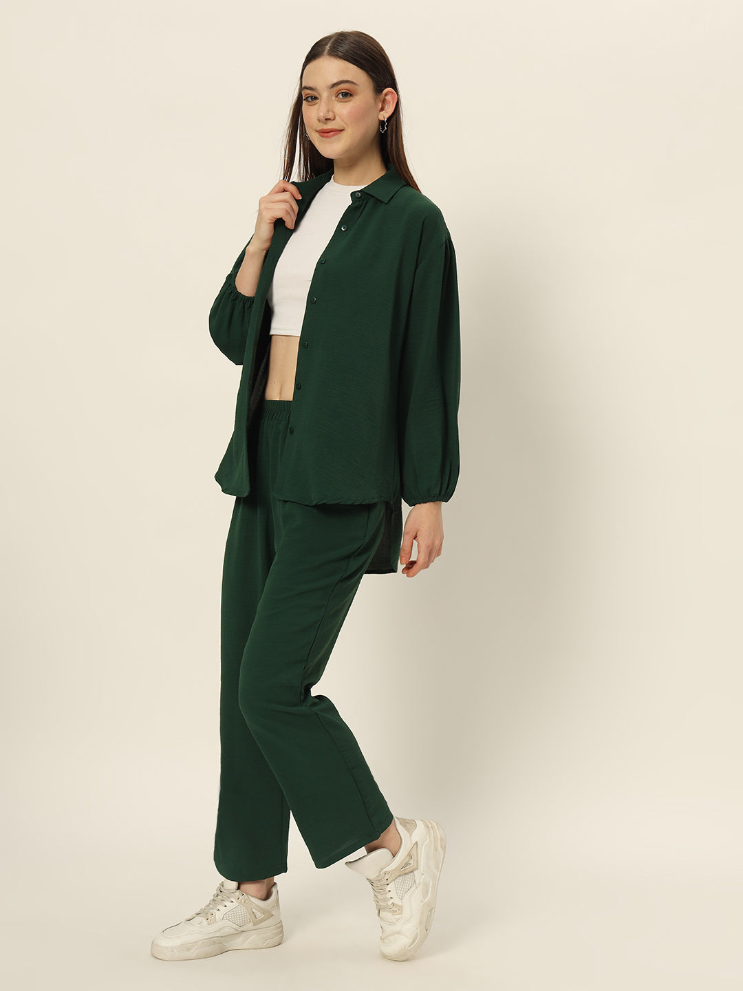 Dropshoulder Co ord set Green