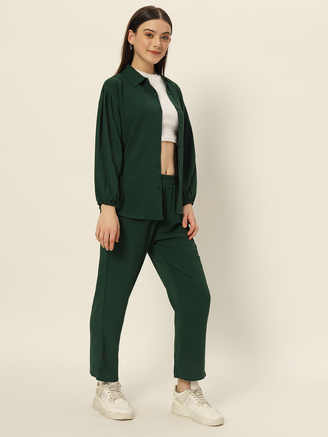 Dropshoulder Co ord set Green