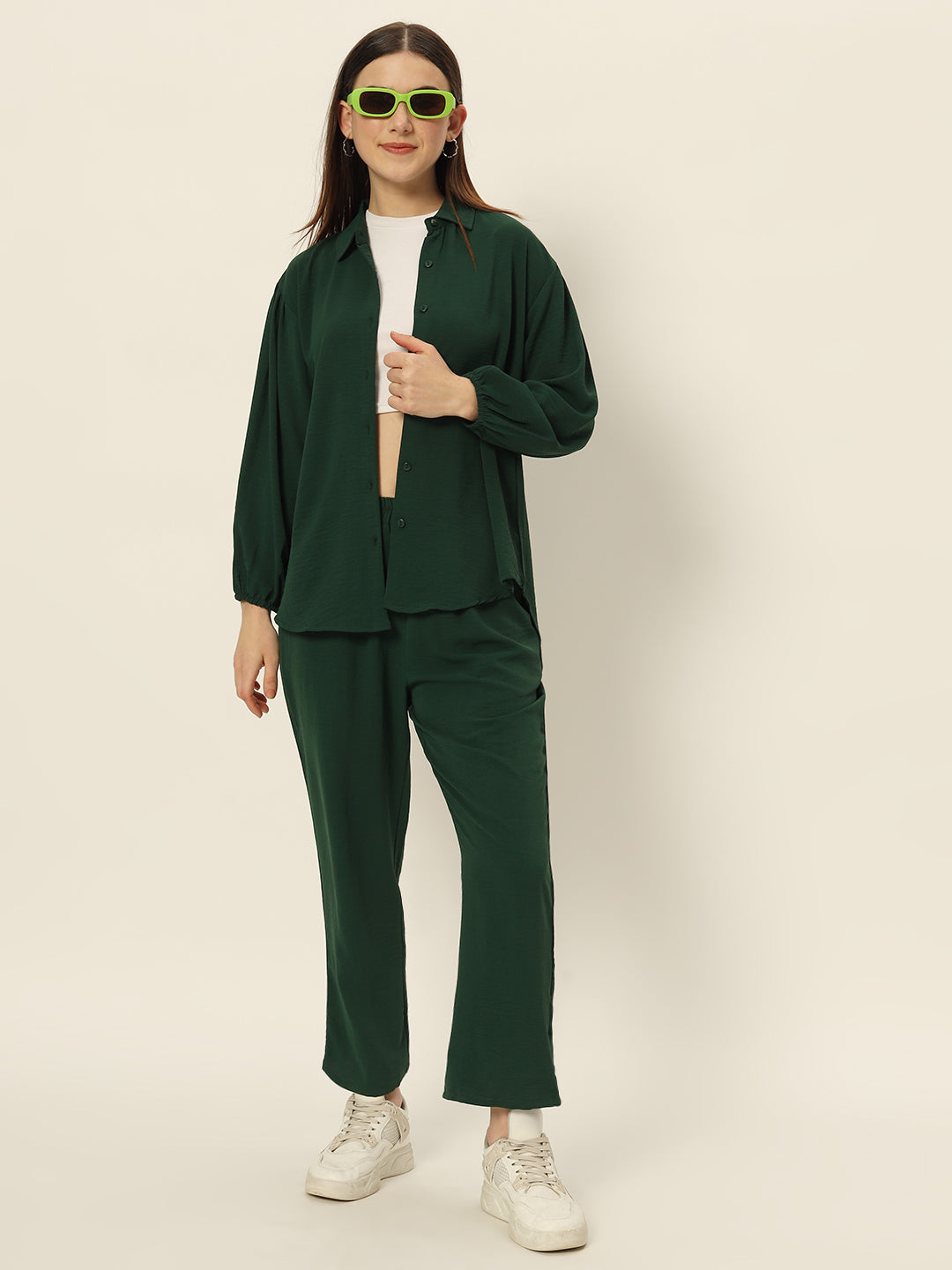 Dropshoulder Co ord set Green