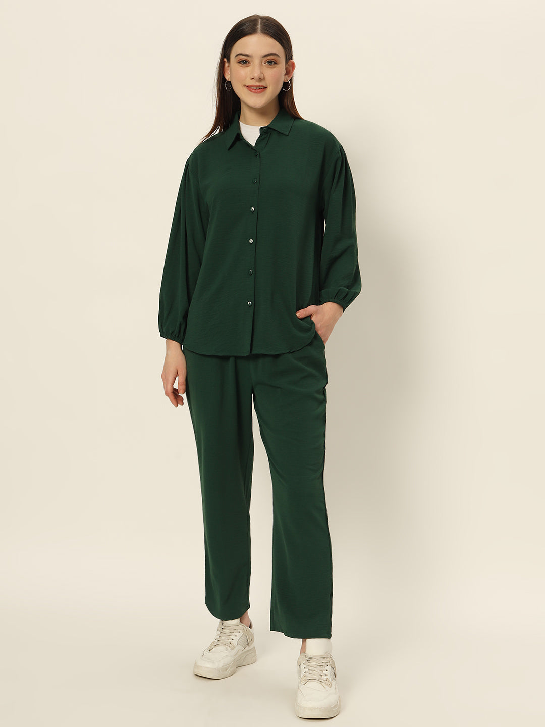 Dropshoulder Co ord set Green