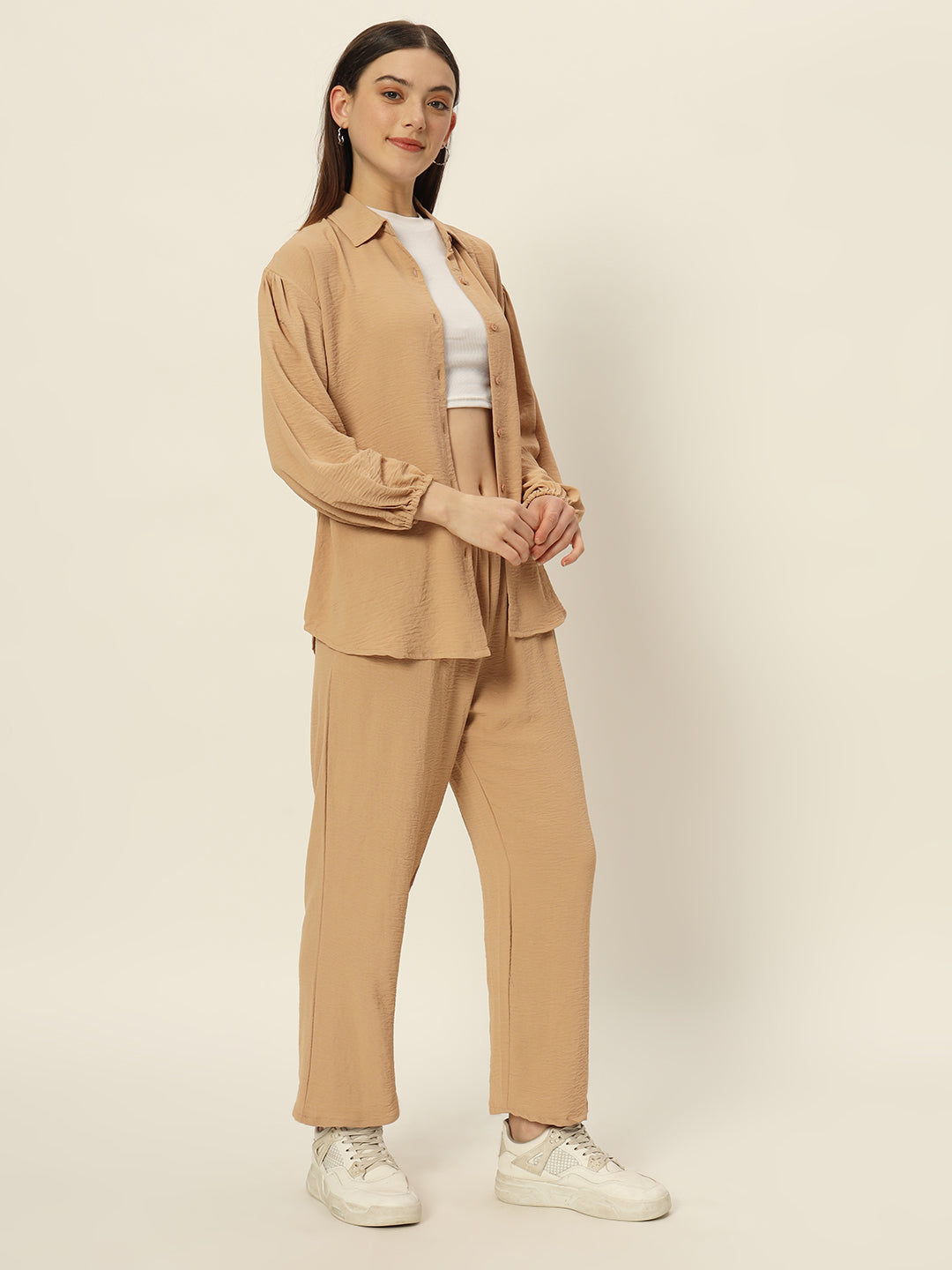 Dropshoulder Co ord set Tan